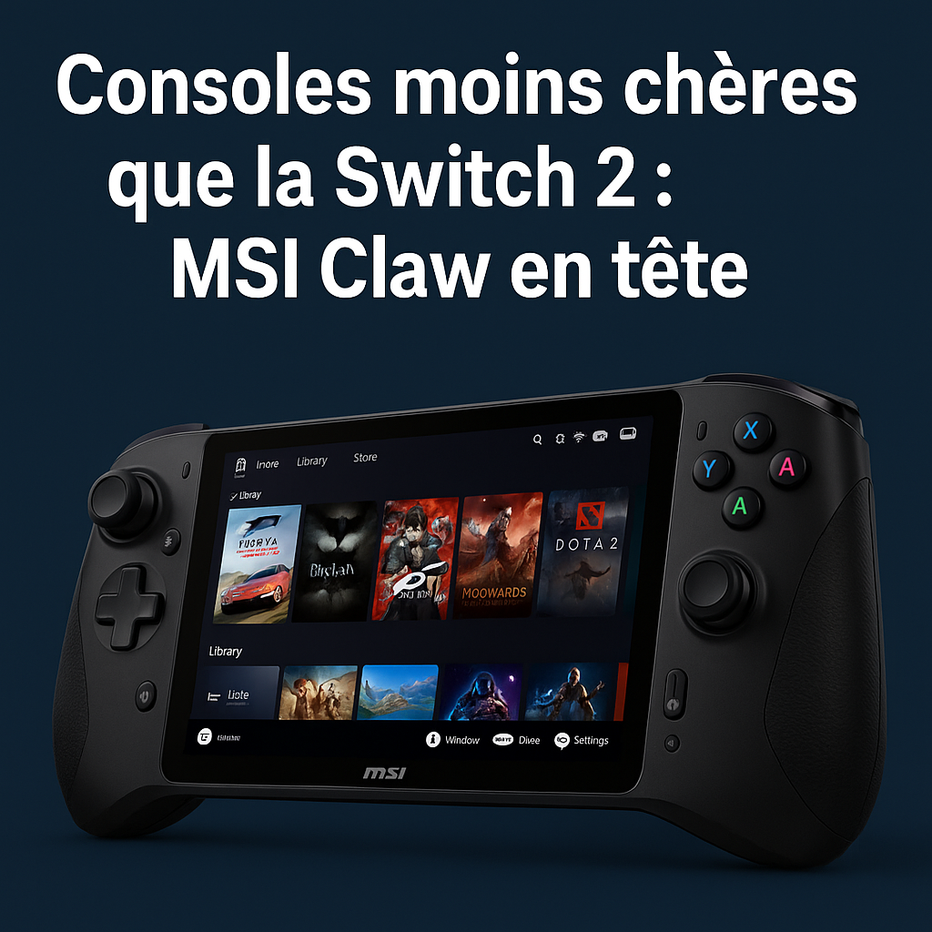 Consoles moins chères que la Switch 2 MSI Claw en tête