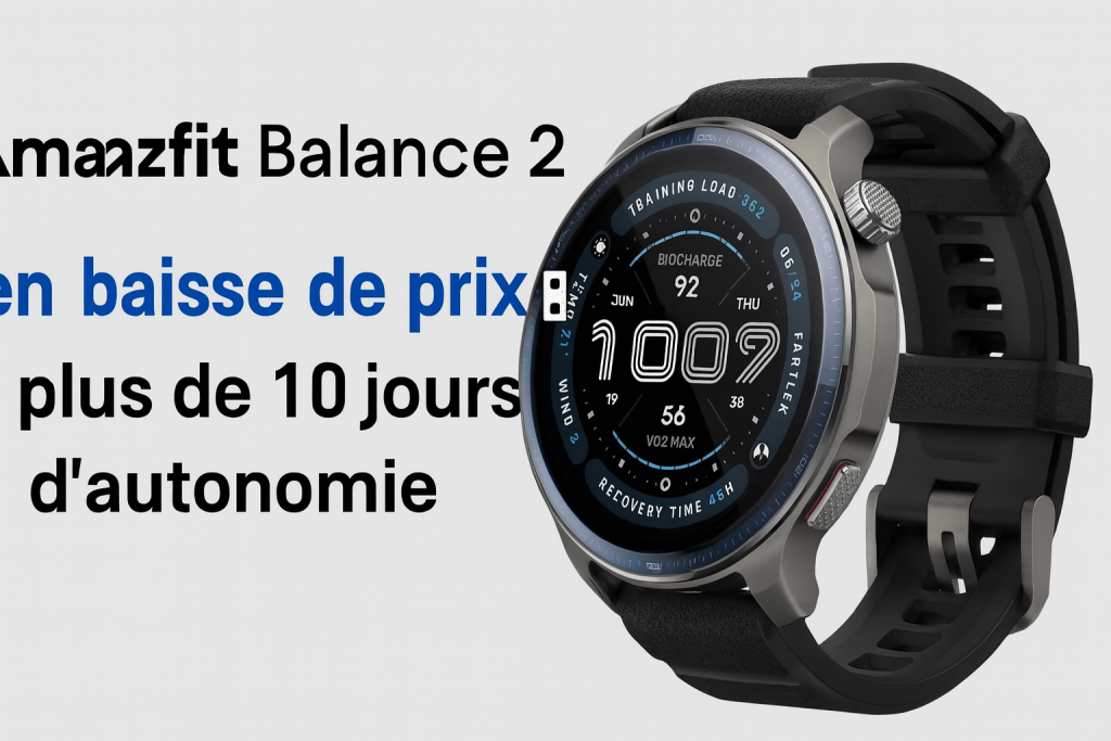 Amazfit Balance 2 en baisse de prix plus de 10 jours d’autonomie