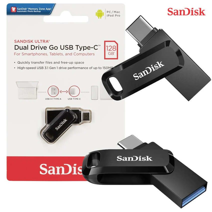 Clé USB SanDisk Ultra Dual Drive Go USB-C 128 Go Rapide | Technoinfo
